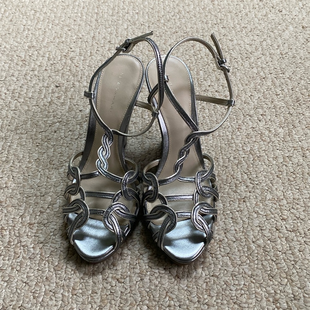 Elie Tahari Silver 4 3/4 in Wedge